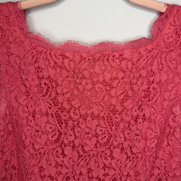 Adrianna Papell Coral Lace Cocktail Dress Wedding Guest Formal Sheath Size 2 - Picture 4 of 14